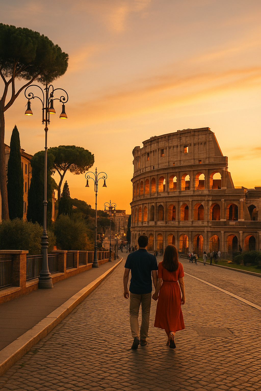 Vista panoramica di Roma al tramonto